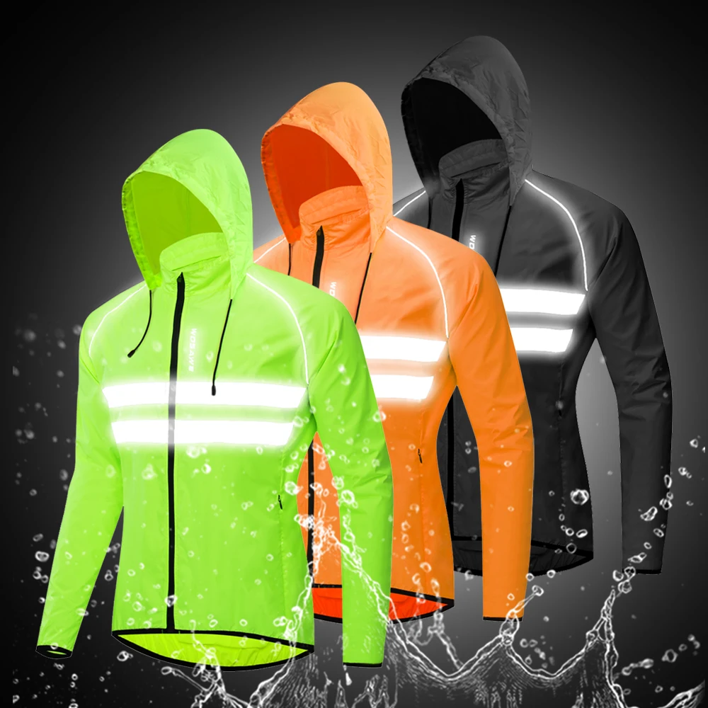 WOSAWE Hooded Sweater Cycling Jackets Caps Two Storage Pockets Water Repellent MTB Bike Downhill Women Men's Windbreakers