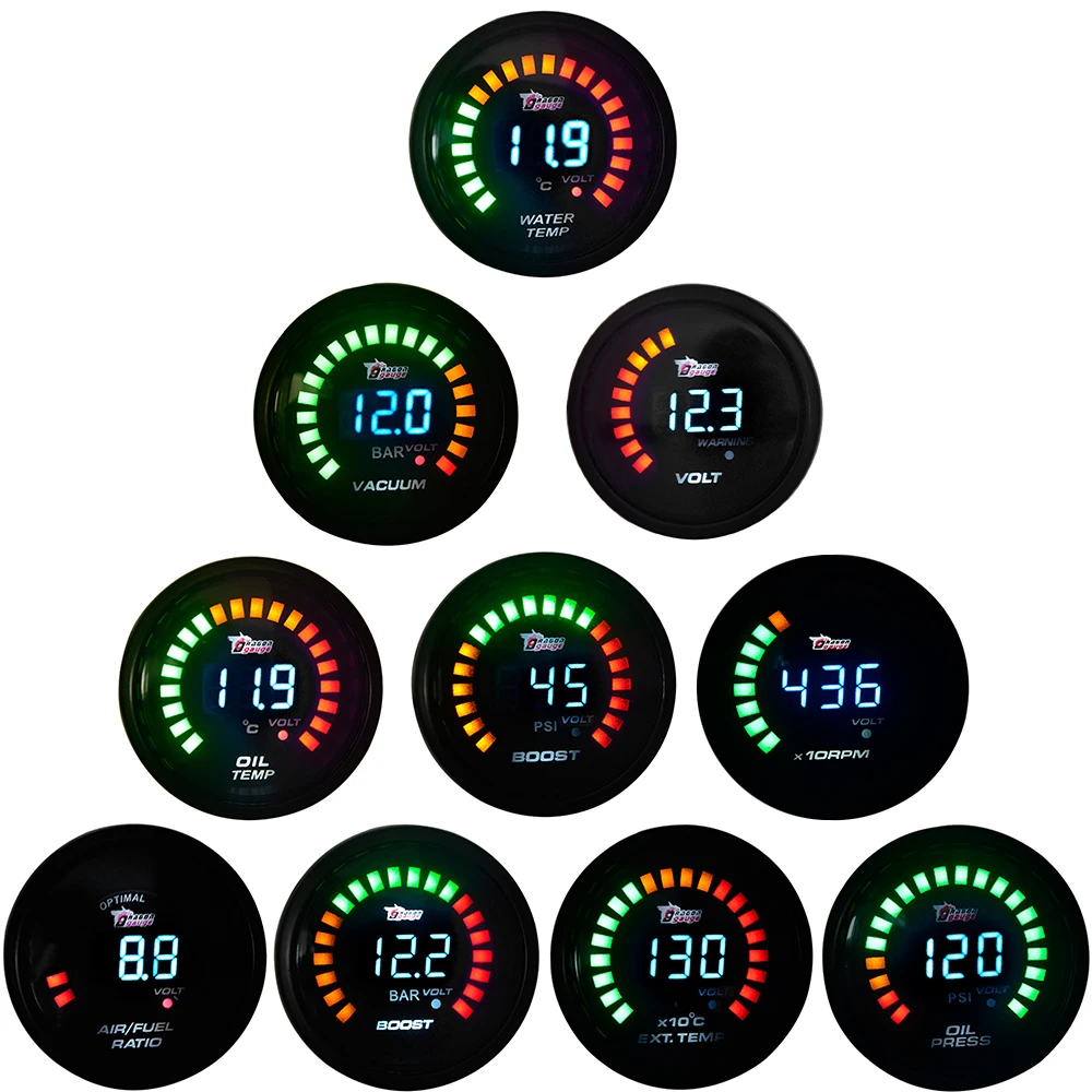 

DRAGON GAUGE 2" 52mm Boost/Water Temp/Oil Temp/Oil Pressure/Tachometer/Volt/Air Fuel Ratio/EGT/Vacuum Gauge Meter Digital