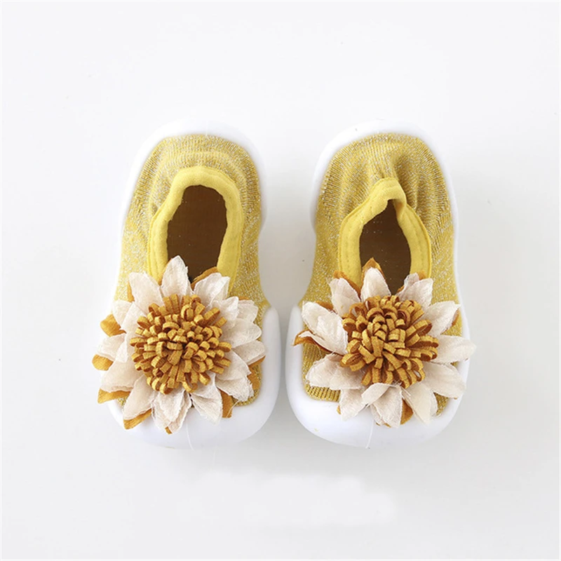 Yellow Flower Детские носки с резиновой подошвой носки детские носки тапочки детские закрытый носок туфли тапочка носки с резиновой подошвой мягкая подошва - Цвет: Yellow Flower