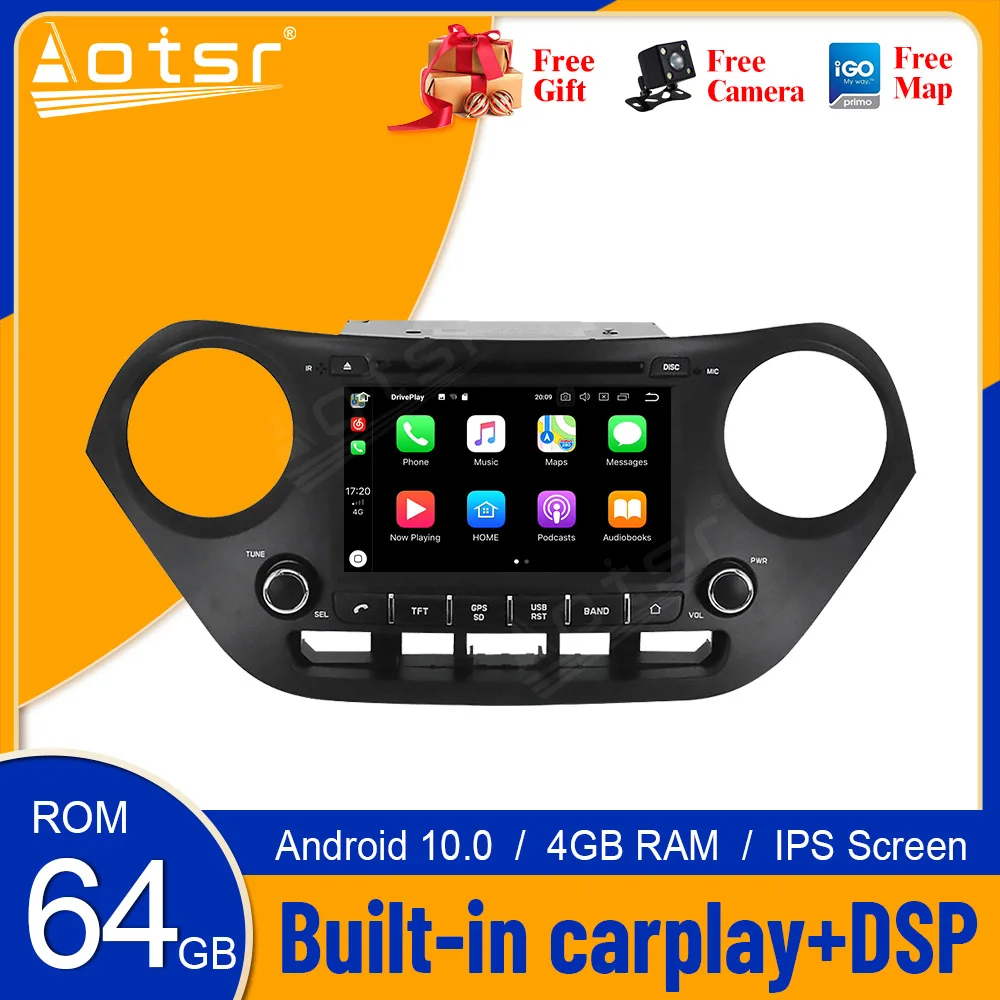 Android 10 PX6 DSP для Hyundai Grand I10 2018 2019 автомобильный без DVD GPS мультимедийный плеер