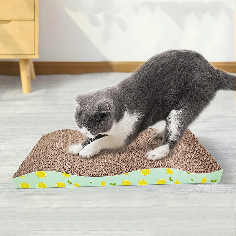 

Гофрированная доска для кошек, многофункциональные игрушки для кошек, не повреждая мебель, графический дизайн лимона, игрушки для кошек