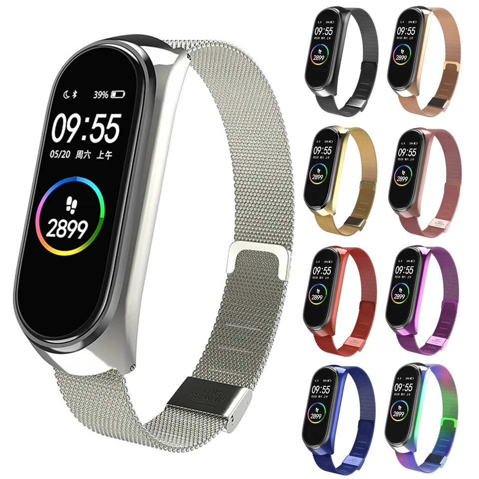 

Metal Wrist Strap For Xiaomi Mi Band 5 Strap Milanese Bracelets Strap For Xiaomi MiBand 5 4 3 Wristband Belt mi band 4 strap