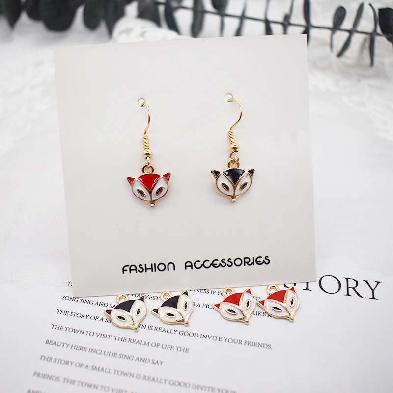 

10pcs Alloy Animal Series Little Fox Earring Pendant DIY Handmade Hair Accessories Keychain Making Female Jewelry Accessories