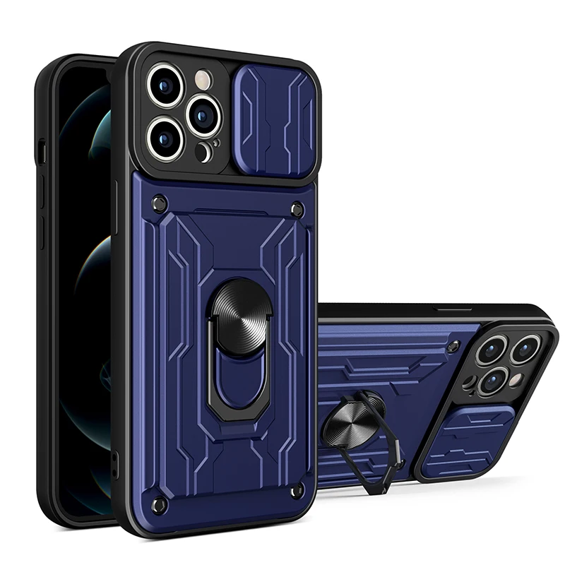 

Armor Funda For iPhone 11 12 13 Pro Max Case iPhone XR XS Max X 7 8 Plus SE 2020 Shockproof Card Slot Bracket Stand Holder Cover