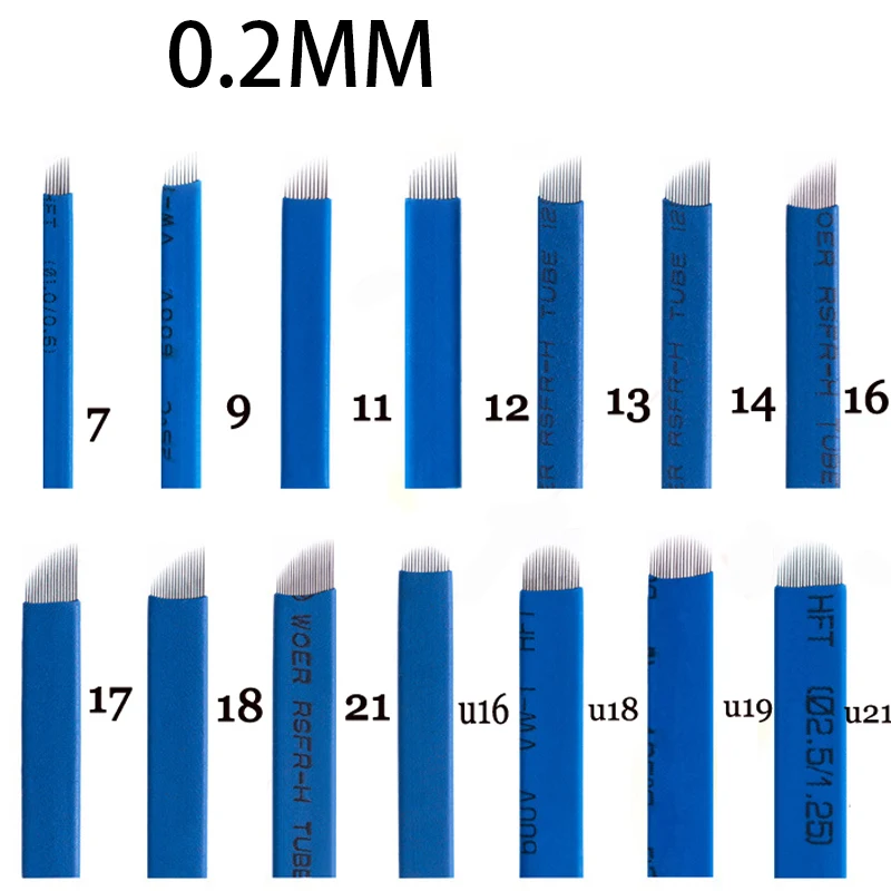 

1pcs Microblading 0.2mm Tebori Blades Needles Tattoo needles Permanent Makeup Needle 12 13 14 16 17 18 Manual Eyebrow Blades