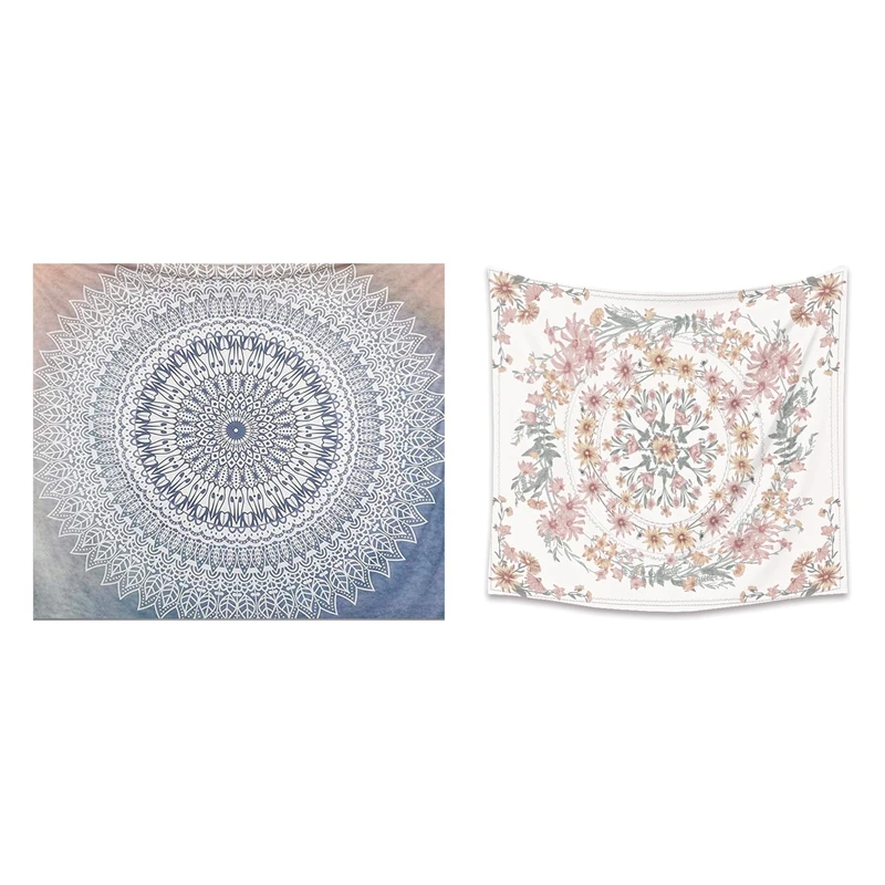 

Настенный Гобелен 2 шт., гобелен с цветами мандалы для гостиной, спальни-130x150 см и 150x130 см