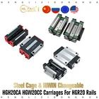 4 шт. HGH20CA HGW20CC стальные каретки HGR20 линейный направляющий рельсовый блок подходит HIWIN HR20 ширина 20 мм Руководство для фрезерного маршрутизатора с ЧПУ
