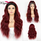 Искусственный женский парик kryssma с красными волнистыми искусственными волосами, парик без клея с повязкой на голову, термостойкие волоконные парики для косплея, повседневные парики Лолиты
