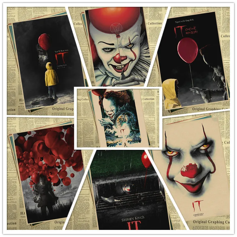 Ужасная пленка Stephen King's It художественный постер из крафт бумаги Настенная