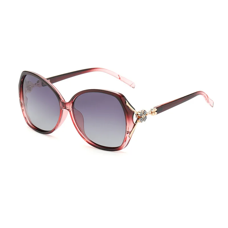 

2020 New Fashion Polarized Sunglasses Women's Large Frame Diamond Four-leaf Clover