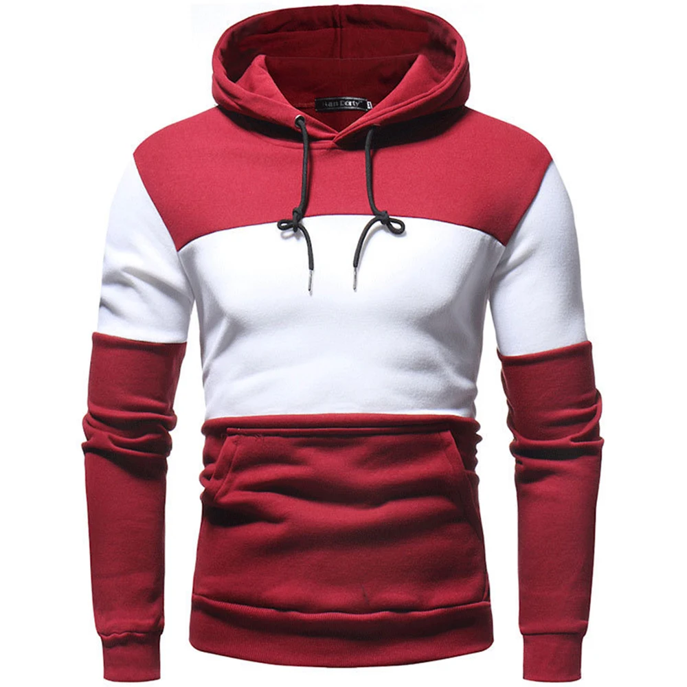 

Mens Long Sleeve Colorblock Hoodie Fashion Jacket Sports Hooded Sweatshirt Gym Sportswear Autumn Coat Casual Loose Tops Clothes