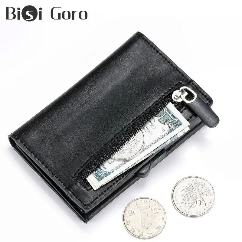 BISI GORO мужской алюминиевый тонкий кошелек из искусственной кожи портмоне