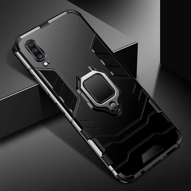 Black Защитный чехол для samsung A70 A50, чехол-бампер с магнитным кольцом из ТПУ+ поликарбоната, чехол для samsung Galaxy A50 A 50 A70 A 70, защитный чехол - Цвет: Black