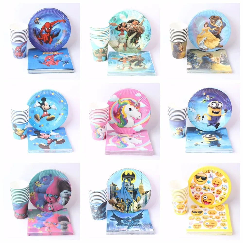 40 шт./лот набор Одноразовых Бумажных Столовых приборов с мультяшным единорогом