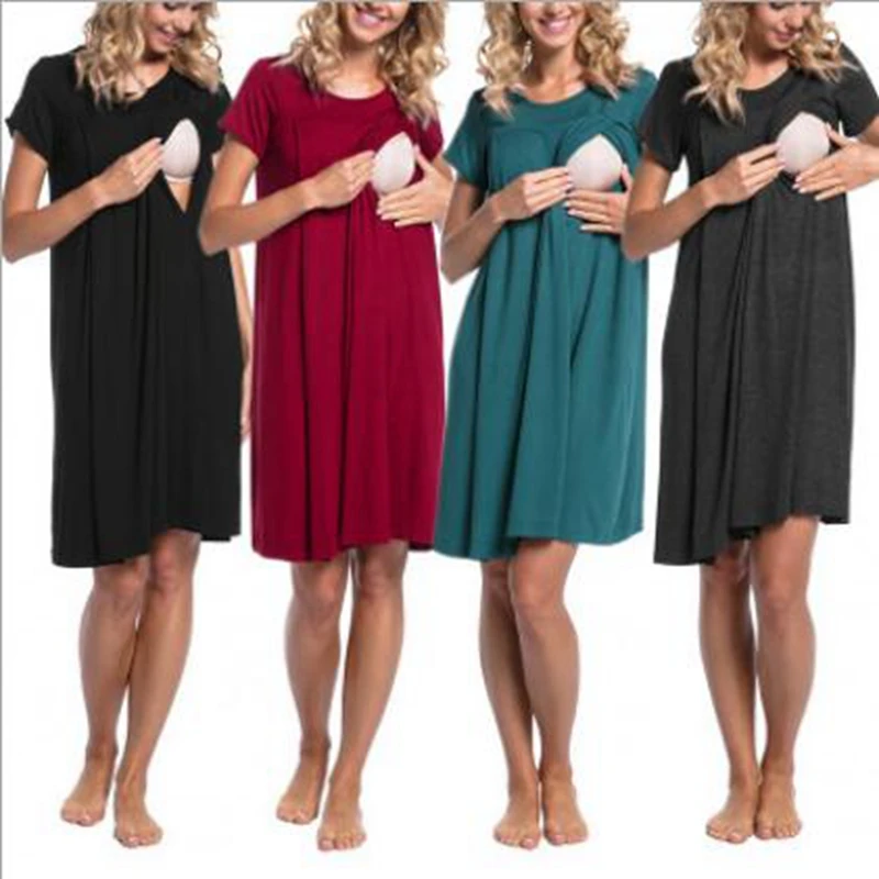 

2020NEW Nursing Maternity Dresses For Pregnant Women Clothes Bottoming Breastfeeding Dress Pregnancy Feeding Clothes Maternity