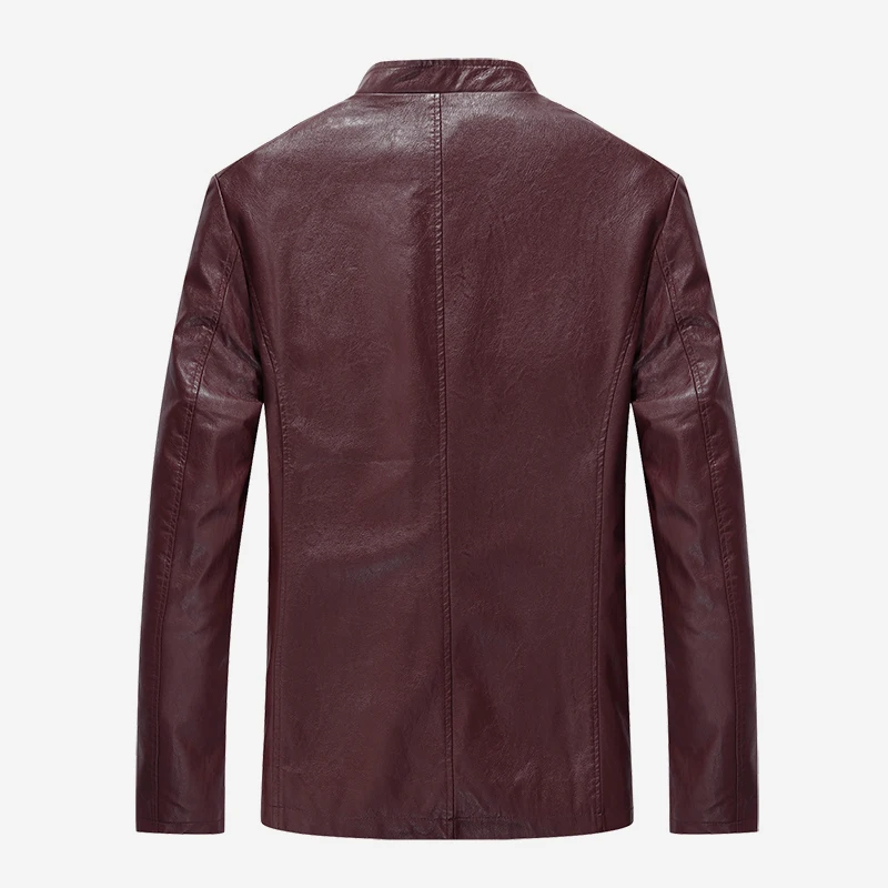 2020 New Men's Stand Collar Slim Locomotive PU Jacket High Quality Handsome Fashion Fake Leather Coat | Мужская одежда