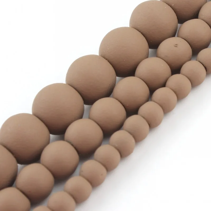 Бусины Из Гематита и натурального каучука матовые Коричневые круглые бусины