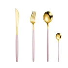 Розовый Золотой набор столовых приборов из нержавеющей стали для путешествий, столовые приборы, вилки, ножи, ложки, столовые приборы, набор посуды, Прямая поставка