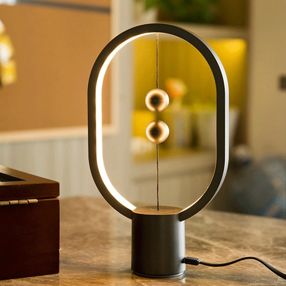 

Светодиодная настольная лампа с зарядкой через USB, в форме эллипса, с магнитным переключателем Среднего Воздуха, ночник для ухода за глазами...