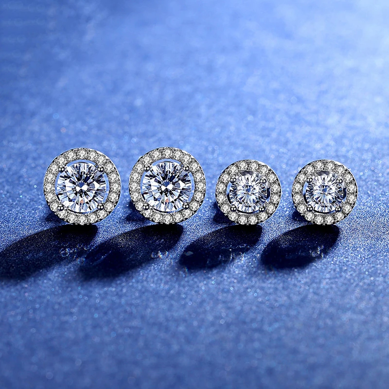 

BOEYCJR 925 Silver 0.5/1/2ct F Color Moissanite VVS Fine Jewelry Diamond Stud Earring For Women Gift
