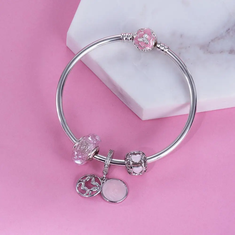 В окружении сердца серебряные бусины 925 пробы Подвески fit Браслеты никогда не