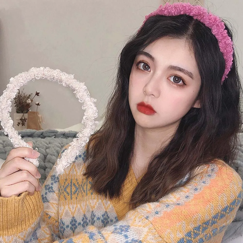 

Candy Color Soft Plush Women Headband Winter Furry Lambswool Head Hoop Headwear Solid Color Hair Accessories Hairband For