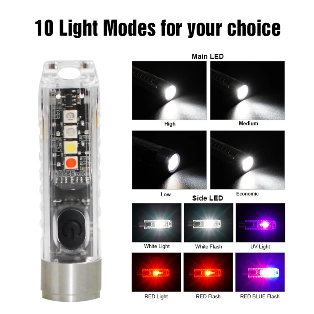 

Mini Keychain Pocket Torch USB Rechargeable LED Light Flashlight Lamp Waterproof Portable Light for Emergency Outdoor Camping