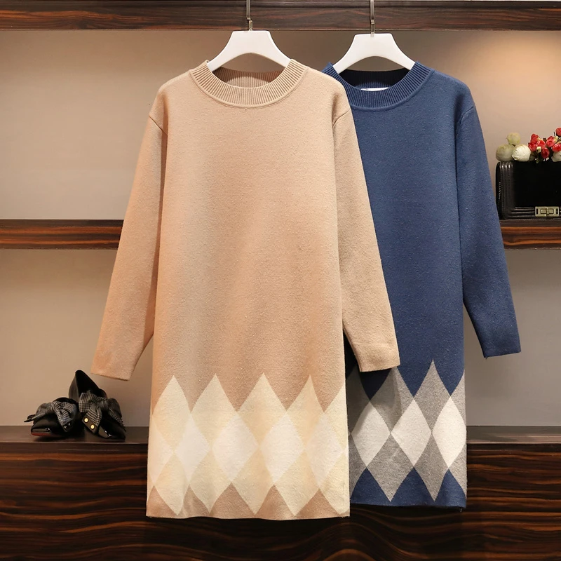 Свободное лоскутное цветное платье большого размера 2020 Осень Зима длинное