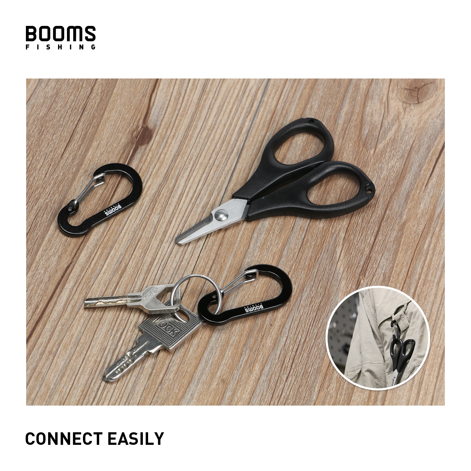 Booms Fishing CC1 Steel Small Carabiner Clips Outdoor Camping  Multi Tool  Fishing Acessories 6pcs