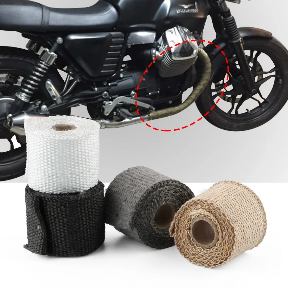 

Motorcycle Accessories Heat Insulating Wrap Exhaust Header Pipe Tape 50mm x 1.5m Insulation Tape Glass Fiber