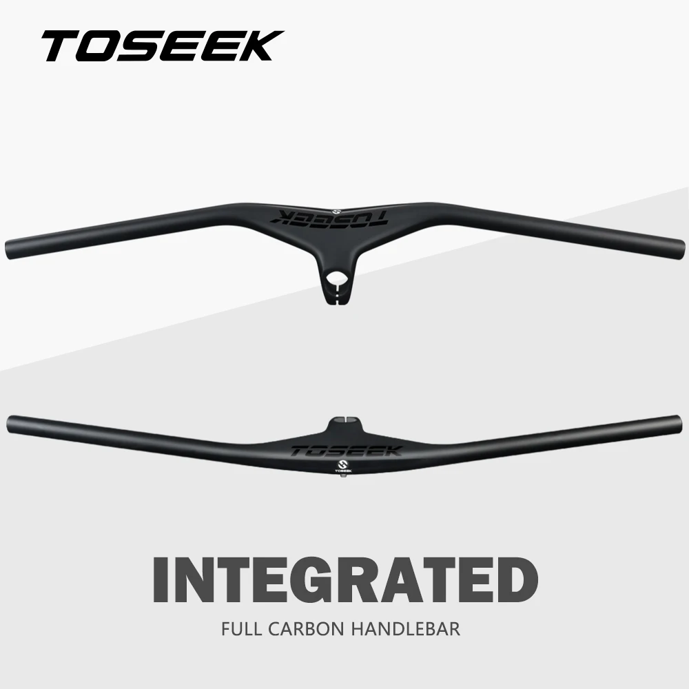

TOSEEK Mtb Handlebars And Stem 28.6mm-17Degree Carbon Integrated Handlebar For Mountain Bike 660~80070/80/90/100mm Bicycle Parts
