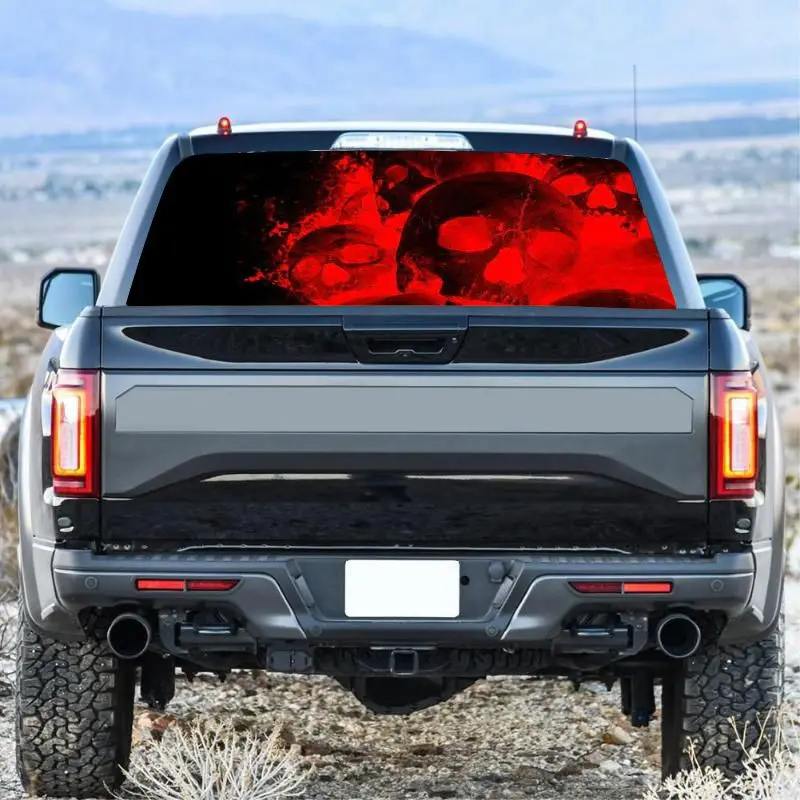 

Red Skull for Truck Jeep Suv Pickup 3D Rear Windshield Decal Sticker Decor Rear Window Glass Poster 53.1 x 14.2 Inch