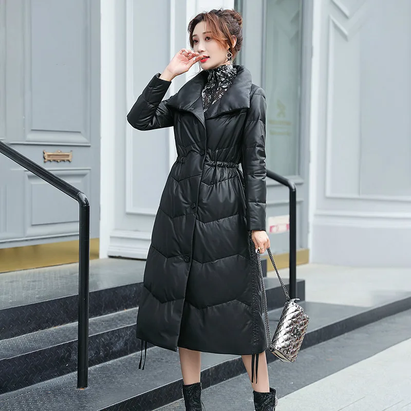 Куртка из натуральной кожи пальто овчины женская одежда 2020 на утином пуху зимнее