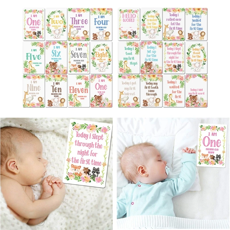 

12 Sheet Milestone Photo Sharing Cards Gift Set Baby Age Cards - Baby Milestone Cards, Baby Photo Cards - Newborn Photo