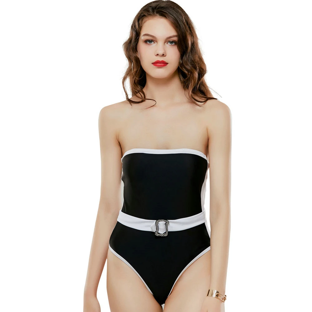 

One Piece Swimwear 2021 Woman's Swimsuit Sexy Bandeaukini Ladies Monokini Female Bodysuit Beachwear Bathing Suit With Belt