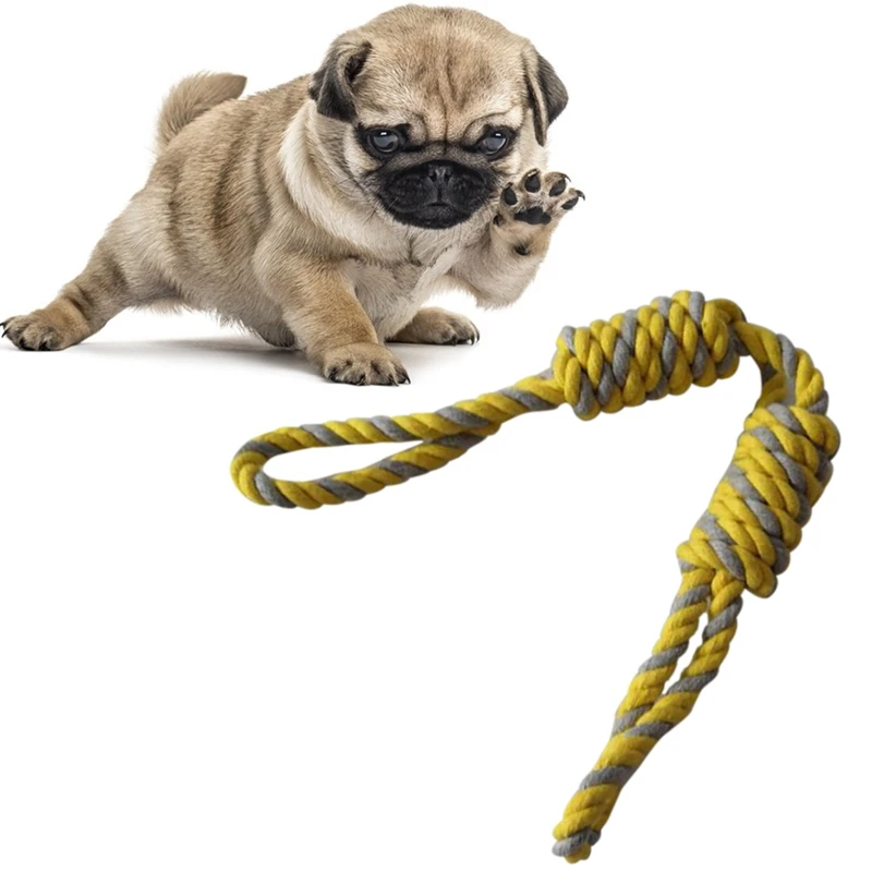 1pcs Dog Toy Pet Dog Interactive Chew Toys Puppy Resistant Bite Natural Cleaning Teething Toy Cotton Rope Material Pet Plaything