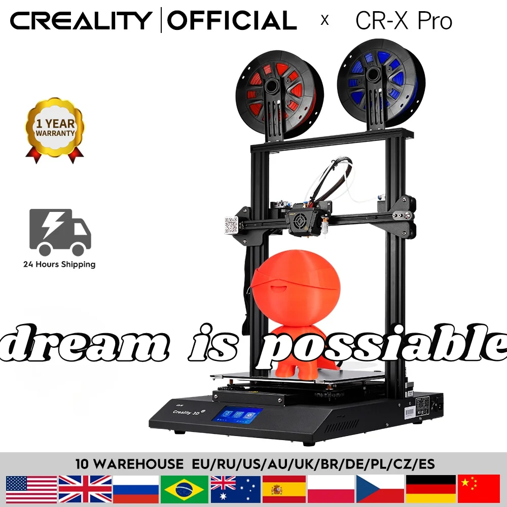

3D-принтер CREALITY 3D CR-X PRO, двухцветный, BL Touch, бесшумная материнская плата, источник питания Meanwell, нить из пла 2 кг