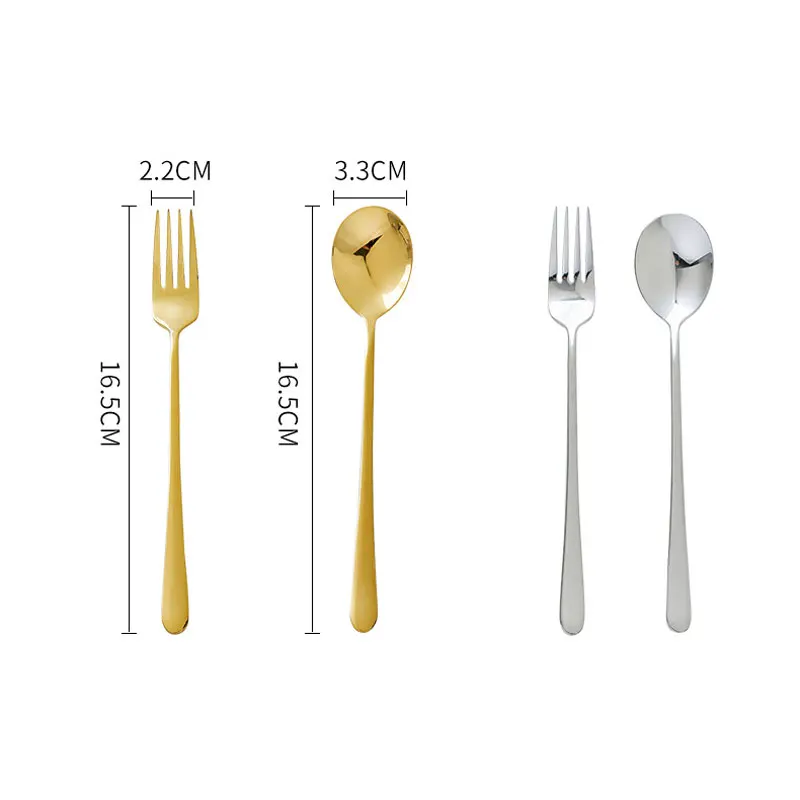 

304 Stainless Steel Fork Spoon Dessert Fork Spoon Set Creative Long Handle Children's Small Rice Spoon Korean Spoon