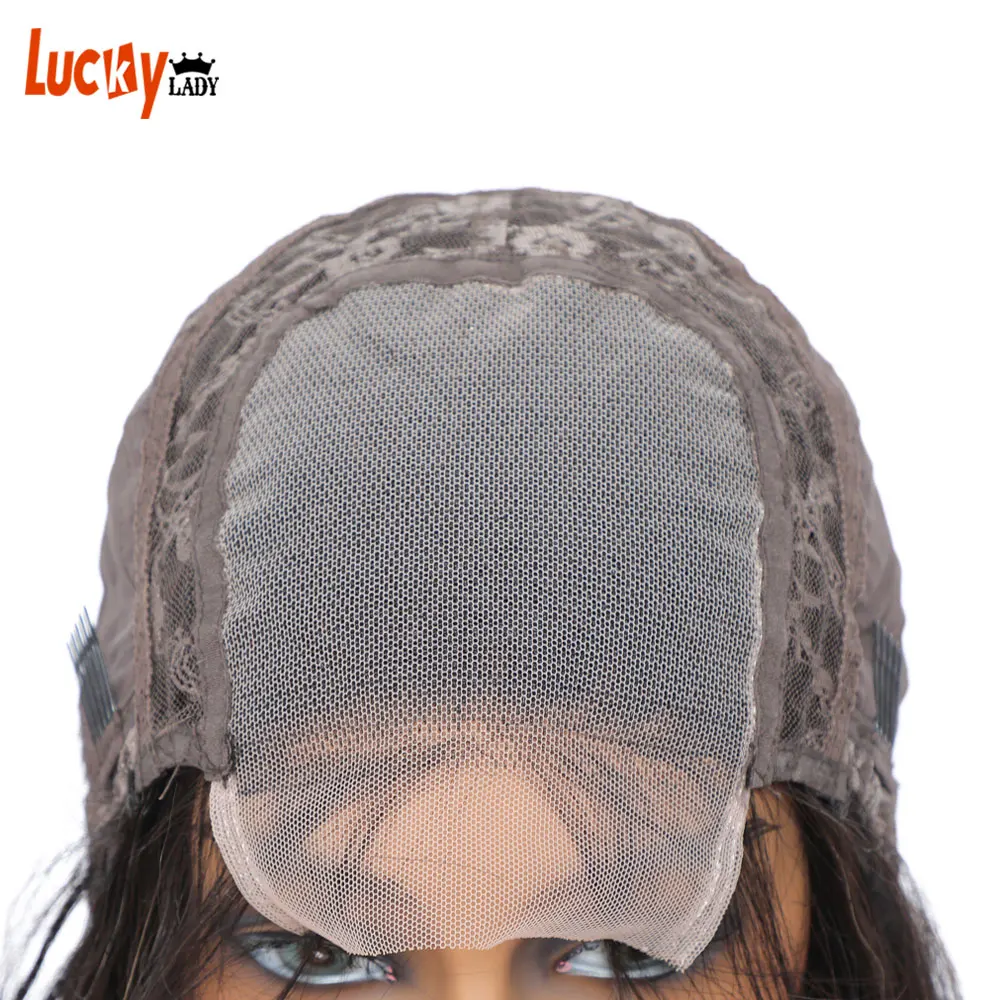 

LUCKY Lady HD Transparent Lace Front Human Hair Wigs For Women 4X4 Brazilian body wave Lace Closure Wig 250% Density wigs