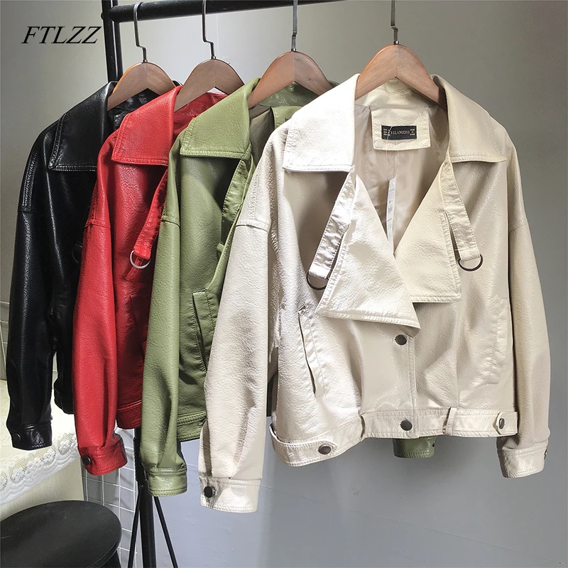 FTLZZ Женское пальто бомбер куртка из искусственной кожи женские байкерские