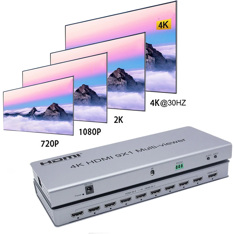 Переключатель HDMI 4K 9x1 Quad переключатель 9 в 1 бесшовный мультипросмотра