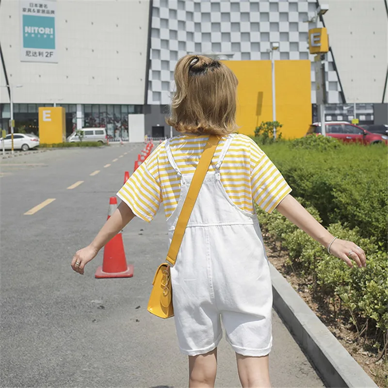 Комбинезон женский джинсовый свободного покроя с высокой талией батальных