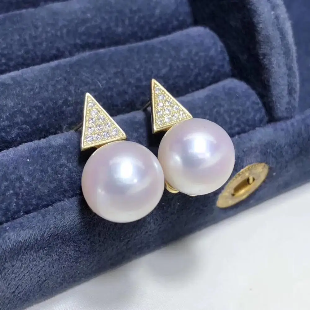 Серьги подвески женские из серебра 925 пробы с пресноводным белым жемчугом 9 10