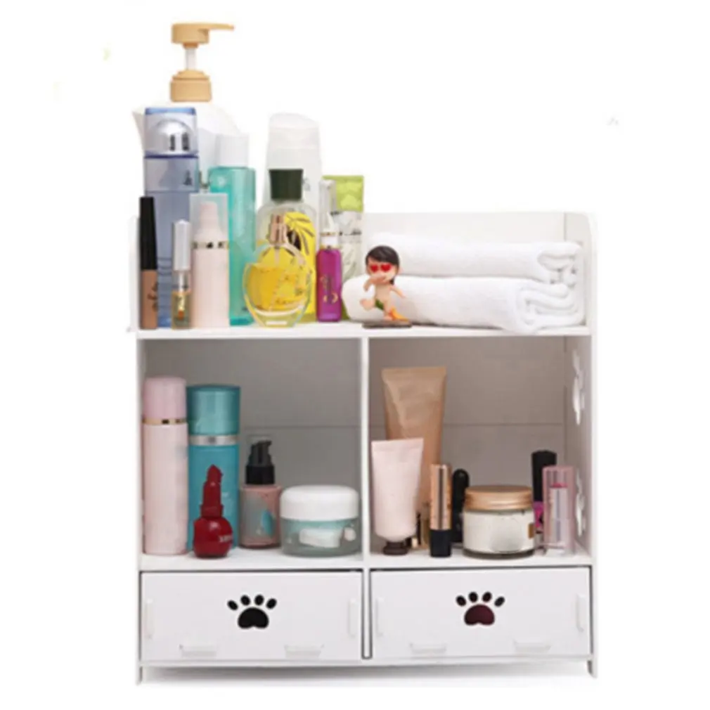 Простой деревянный ящик для хранения косметики ванной и спальни настольный