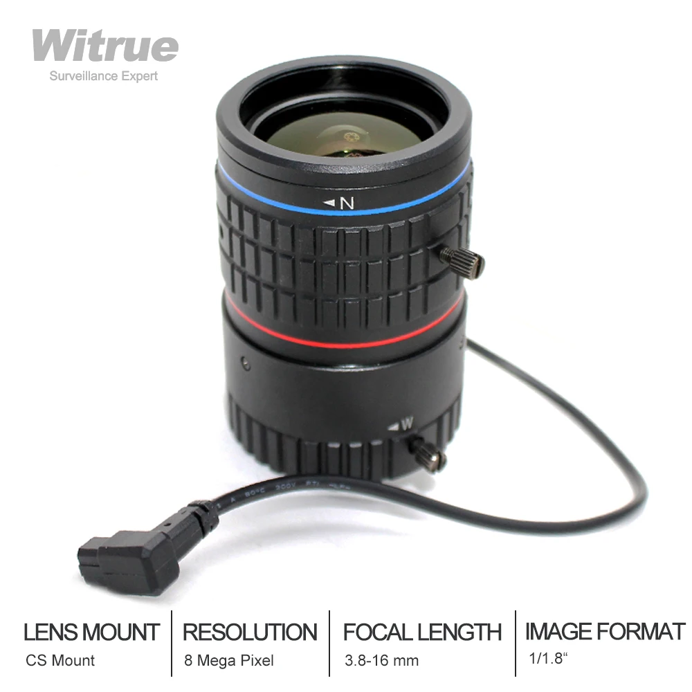 

4K CCTV Lens 8Megapixel Varifocal CCTV 1/1.8 inch 3.8-16mm CS Mount DC Auto IRIS For CCTV SONY IMX226/178 Box Camera/4K Camera