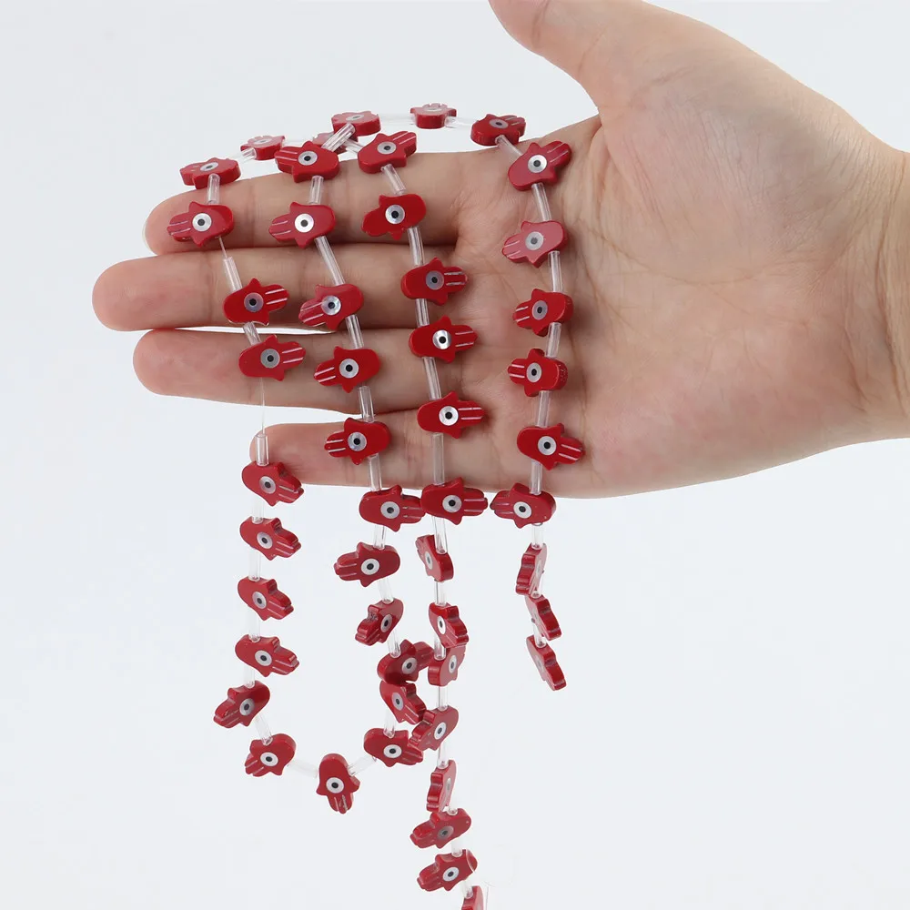 

10Pcs/lot 10x14mm Red Blue Hand Shape Natural Pearl Bay Shell Evil Eye Beads For Women Making DIY Jewelry Necklace Bracelet
