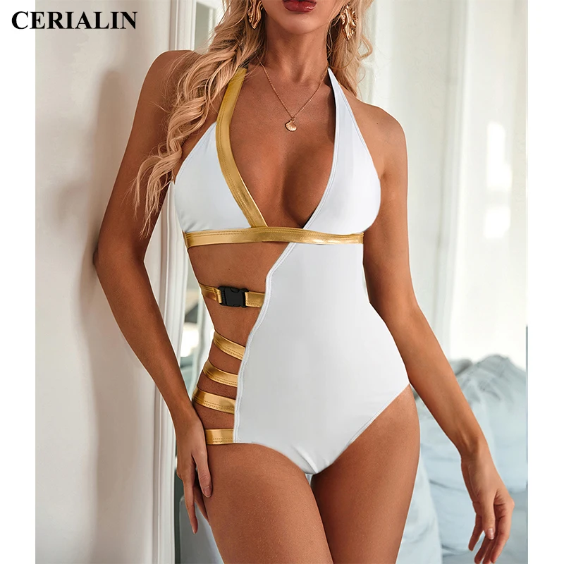 

Lace-up Backless Swimsuit One Piece Swimwear Women Sexy Push Up Female Beachwear Swimming Suit Solid High Quality Bathing Suits