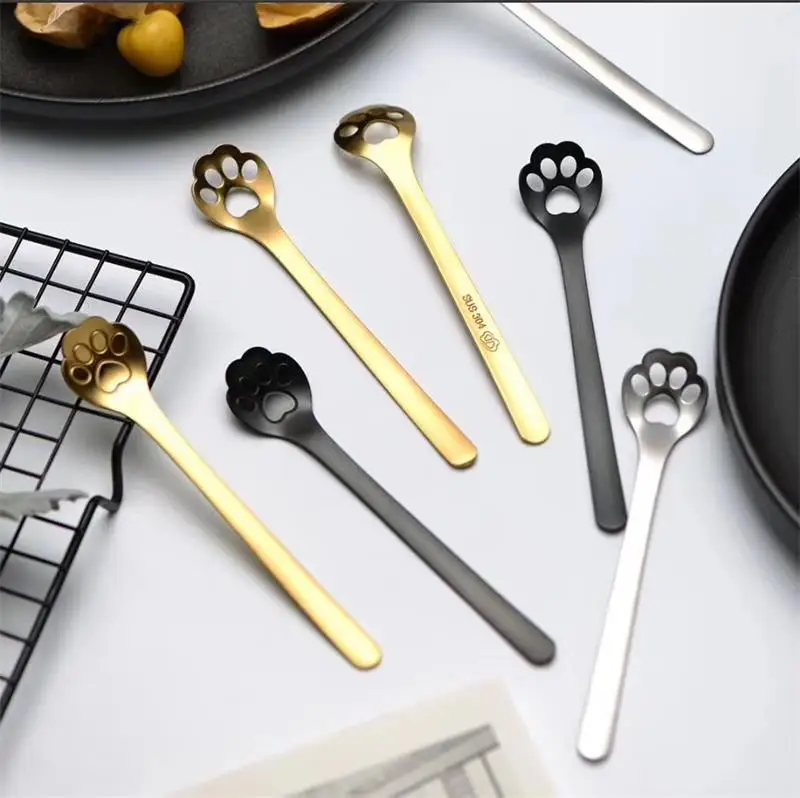 Творческий Нержавеющая сталь перемешивания кофейная/чайная ложка кошка собака