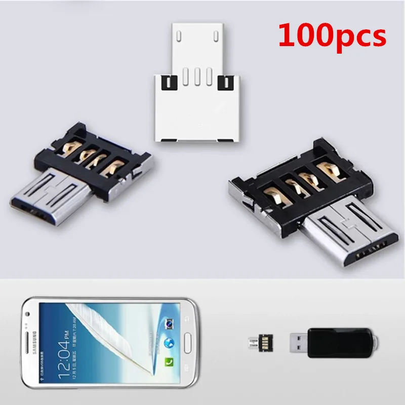 100 шт Android телефон OTG адаптер USB к Micro мини разъем Мобильный для расширения памяти
