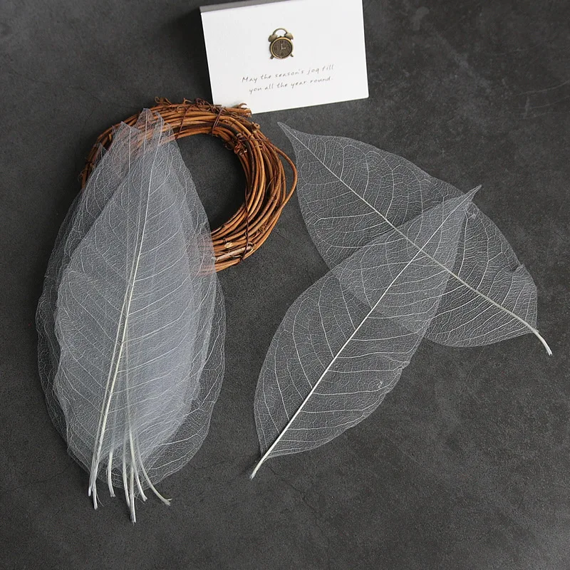 50pcs/15-20cm Natural Pressed leaves Real Dried Flower for DIY Wedding invitation Craft Bookmark Birthday Card gift box decor - купить по